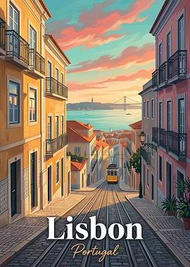 Lisbon Tram at Sunset