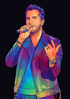 Pop Art Luke Bryan with Microphone
