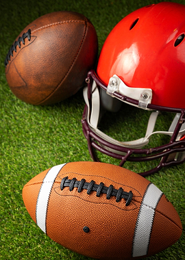 American Football Gear on Grass
