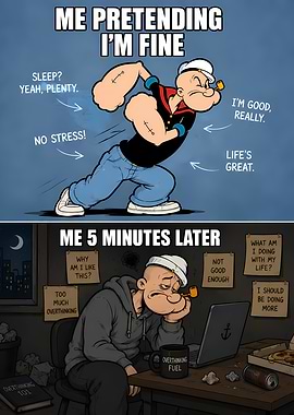 Popeye Meme: Pretending vs Reality