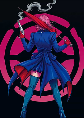 Woman with Gun and Umbrella