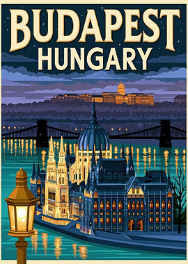 Budapest Hungary Vintage Poster