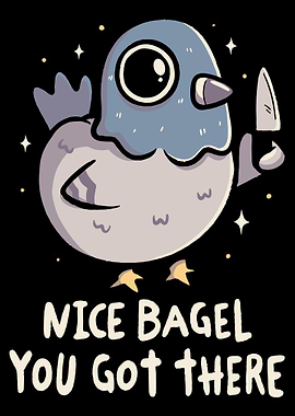 Funny Pigeon Poster, Nice Bagel You Got There Wall Art, Cute Meme Bird Print