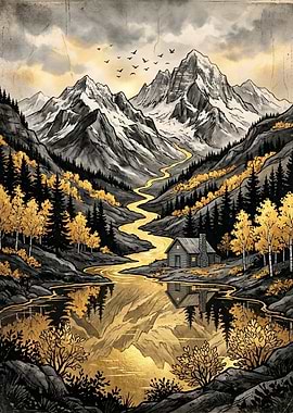 Mountain Cabin by Golden River