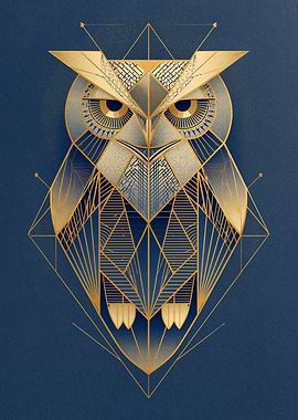 Geometric Golden Owl Illustration