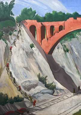 The Bridge over the Arras-Lens Railway by John Nash WW1 Historical Painting