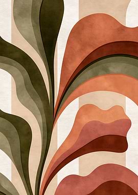 Retro Abstract Floral Waves