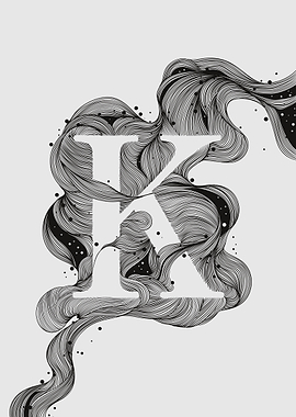 Abstract Letter K with Flowing Lines