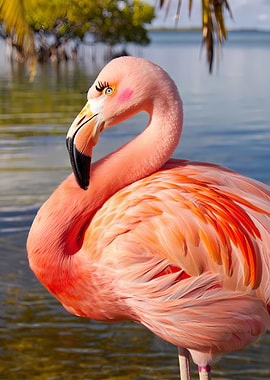 Pink Flamingo with Makeup