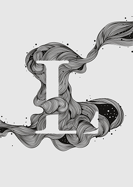 Abstract Letter L with Flowing Lines