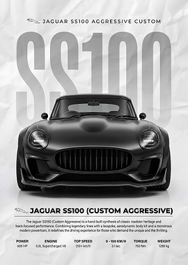 striking black Jaguar SS100 Aggressive Custom