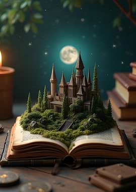 Enchanted Castle on an Open Book
