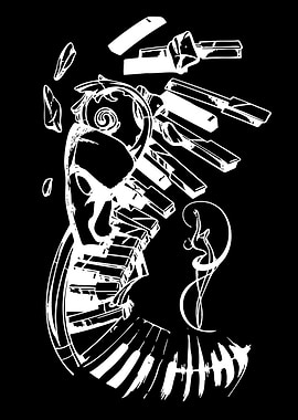 Abstract Piano Keys and Skull