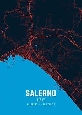 Salerno Italy City Map