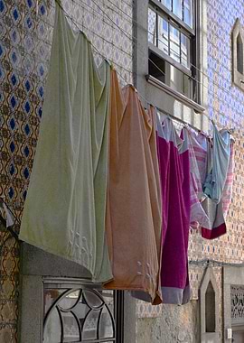 Towels Drying on a Clothesline