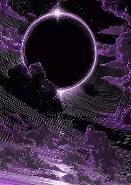 Cosmic Eclipse with Purple Clouds