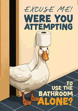 Duck with Toilet Paper on Head
