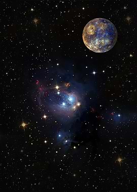 Planet and Nebula in Space