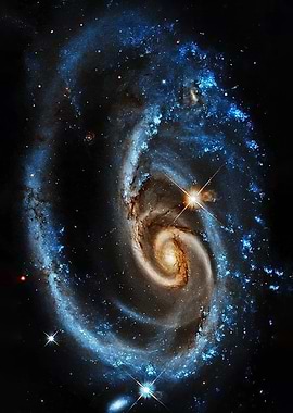 Spiral Galaxy with Blue Nebulae
