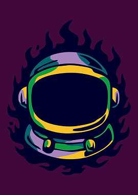 Astronaut Helmet with Flames