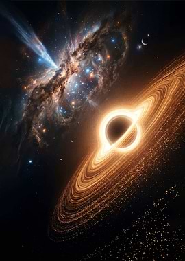 Black Hole with Accretion Disk and Nebula