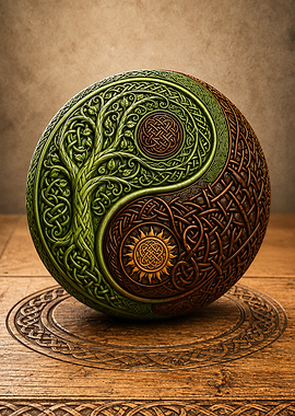 Yin Yang Symbol with Celtic Tree of Life