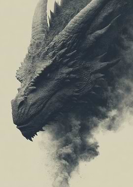 Dragon Head Emerging from Smoke