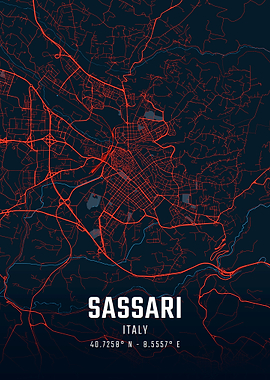 Sassari Italy City Map
