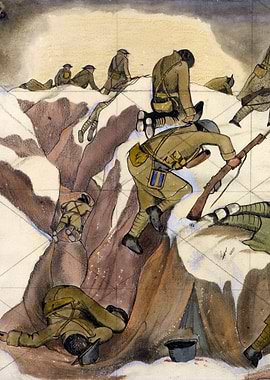 Over the Top Study by John Nash WW1 Trenches Historical Painting