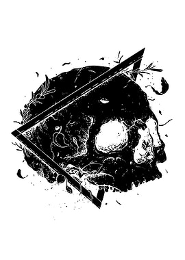 Skull with Geometric Triangle and Branches