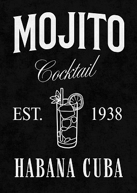 Mojito Cocktail Vintage Bar Sign