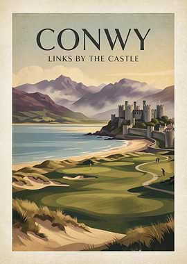 Conwy Links by the Castle Poster