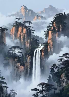 Misty Mountain Waterfall