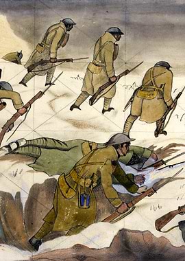 Over the Top Study by John Nash WW1 Trenches Historical Painting