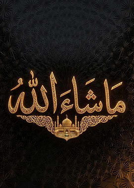 Mashallah Islamic Calligraphy with Mosque