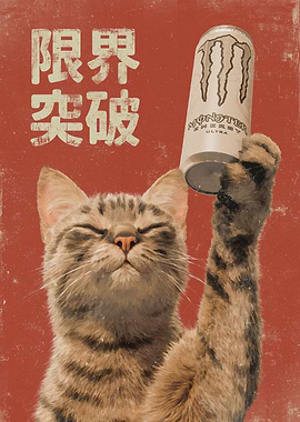 Cat Holding Monster Energy Drink