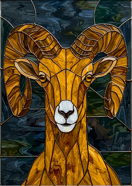 Stained Glass Ram Portrait