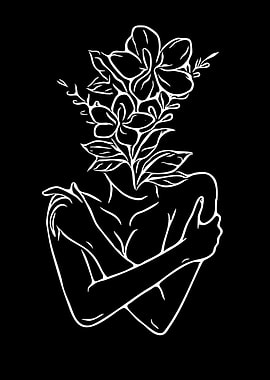 Woman with Flowers for Head