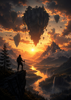 Fantasy Landscape with Floating Islands