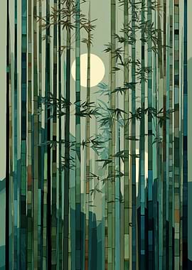 Bamboo Forest with Moon