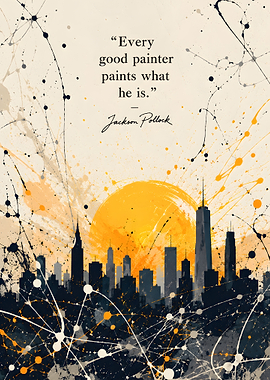 Jackson Pollock Quote with Cityscape