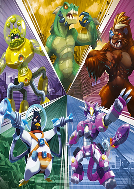 Monster Heroes in a City Battle