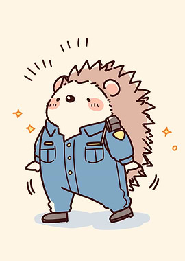 Cute Hedgehog Police Officer