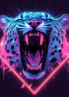 Neon Jaguar Roaring