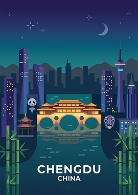 Chengdu Cityscape at Night