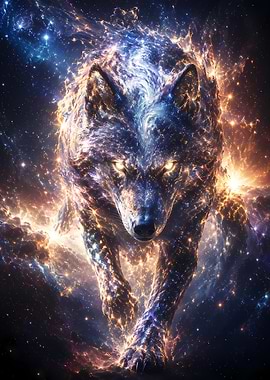 Cosmic Wolf in Nebula