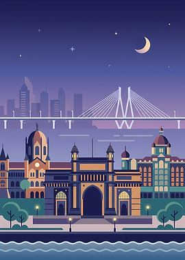 Mumbai Gateway of India at Night