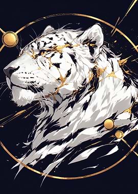 White Tiger with Gold Accents