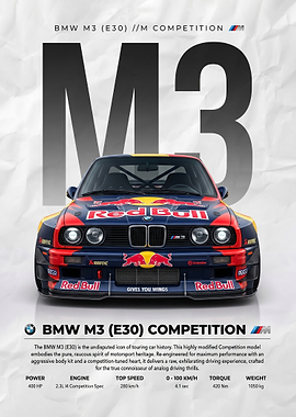 modified sleek BMW M3 E30 poster