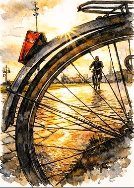 Cyclist at Sunrise